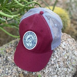 Ranchero Revival Western Horse Maroon + Gray  Snapback Hat